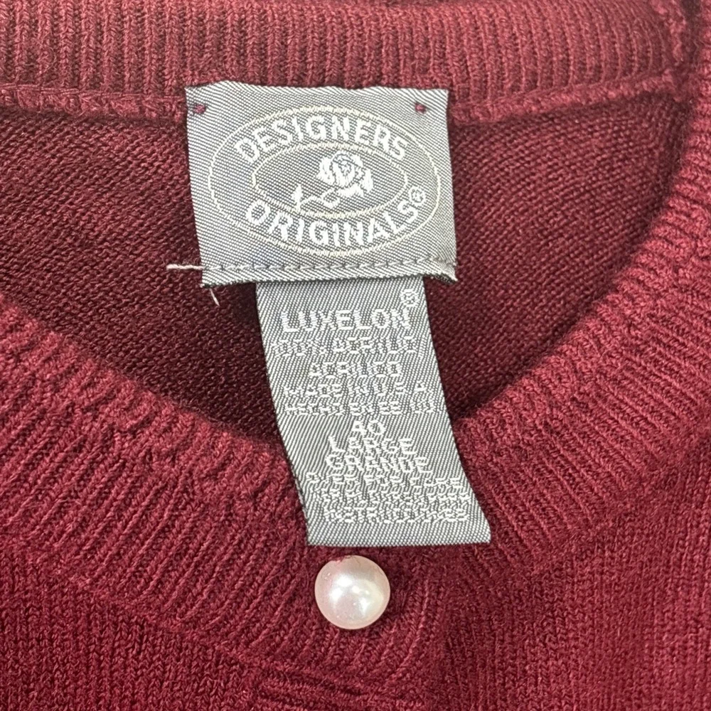 Designers Originals Vintage Burgundy Knit Sweater Cardigan Twinset Size 40 Large